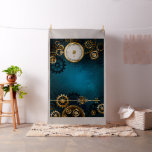 Steampunk turquoise Background with Gears Fabric