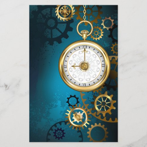 Steampunk turquoise Background with Gears Flyer