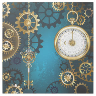 Steampunk turquoise Background with Gears Gallery Wrap