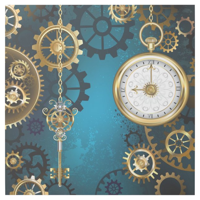 Steampunk turquoise Background with Gears Gallery Wrap (Front)
