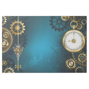 Steampunk turquoise Background with Gears Gallery Wrap