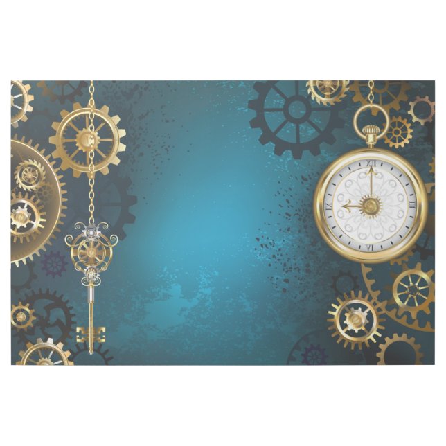Steampunk turquoise Background with Gears Gallery Wrap (Front)