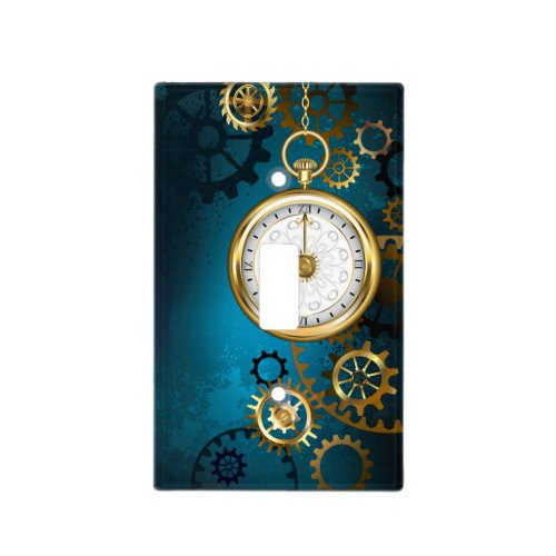 Steampunk turquoise Background with Gears Light Switch Cover