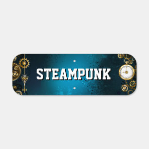 Steampunk turquoise Background with Gears Metal Sign