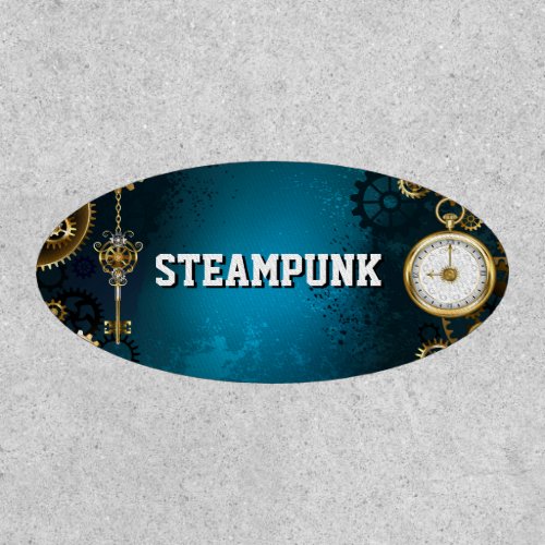 Steampunk turquoise Background with Gears Patch