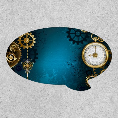 Steampunk turquoise Background with Gears Patch