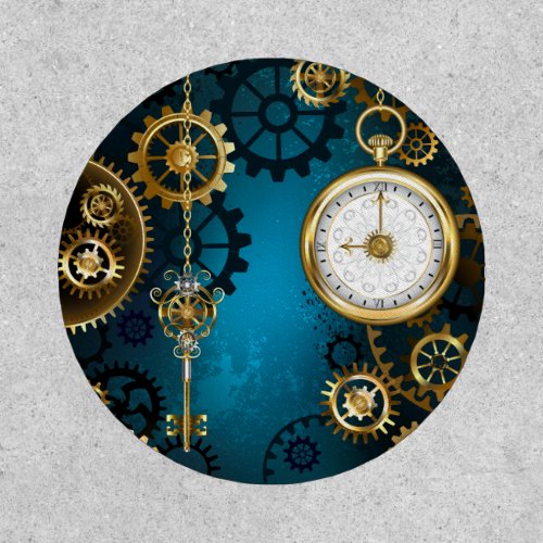 Steampunk turquoise Background with Gears Patch