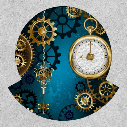 Steampunk turquoise Background with Gears Patch