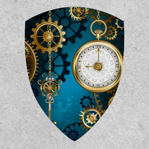 Steampunk turquoise Background with Gears Patch