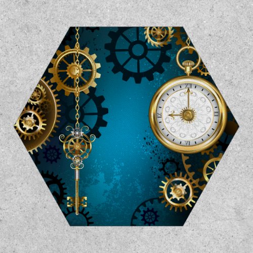 Steampunk turquoise Background with Gears Patch