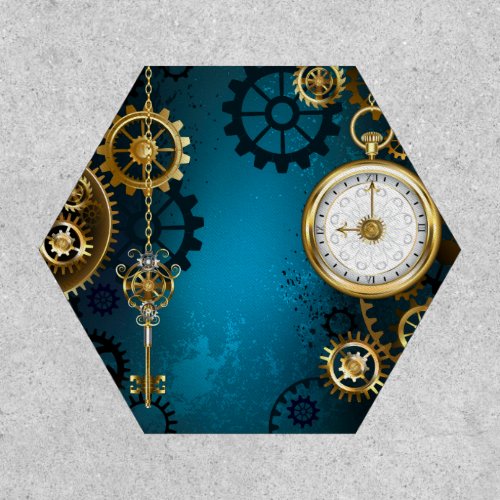 Steampunk turquoise Background with Gears Patch