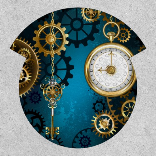 Steampunk turquoise Background with Gears Patch