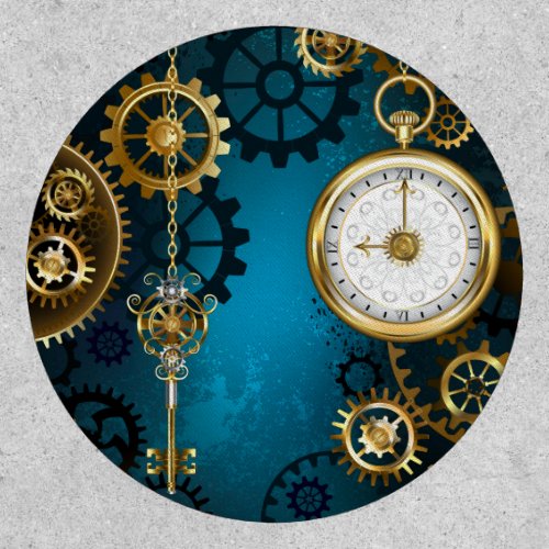 Steampunk turquoise Background with Gears Patch