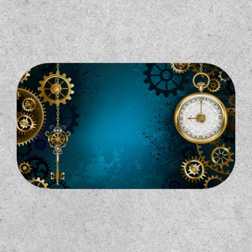 Steampunk turquoise Background with Gears Patch