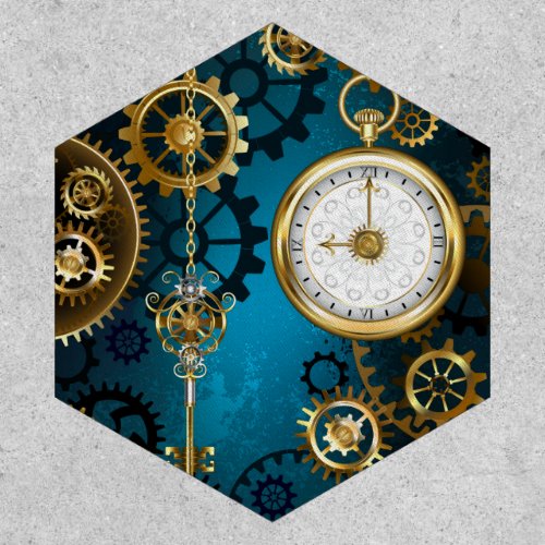 Steampunk turquoise Background with Gears Patch