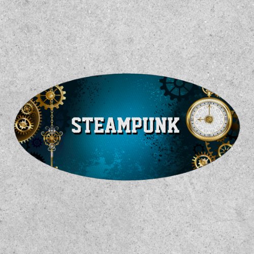 Steampunk turquoise Background with Gears Patch