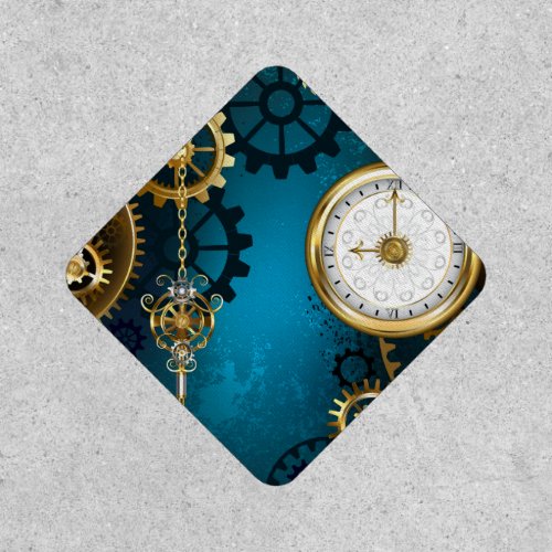 Steampunk turquoise Background with Gears Patch