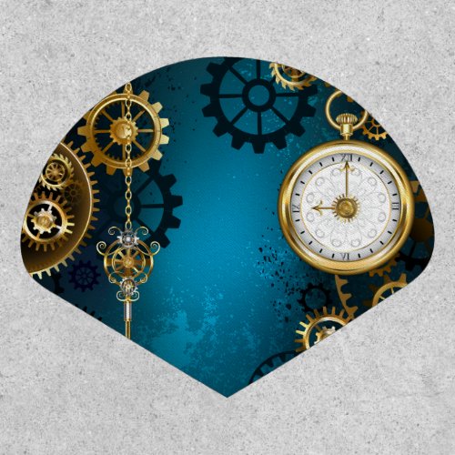 Steampunk turquoise Background with Gears Patch