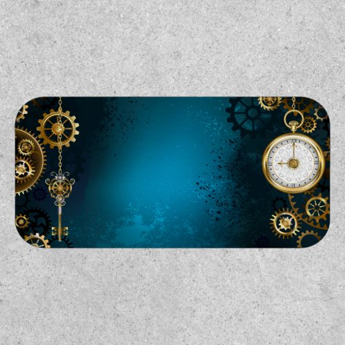 Steampunk turquoise Background with Gears Patch