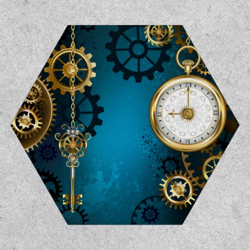 Steampunk turquoise Background with Gears Patch