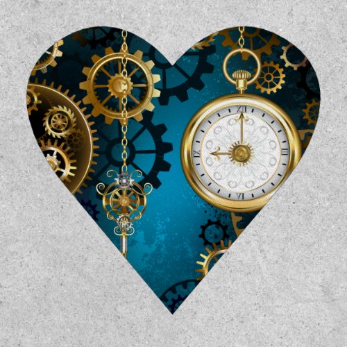 Steampunk turquoise Background with Gears Patch