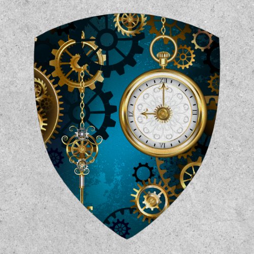 Steampunk turquoise Background with Gears Patch