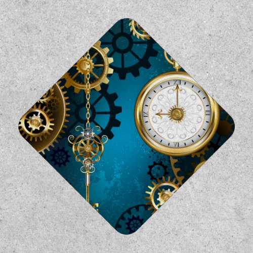 Steampunk turquoise Background with Gears Patch