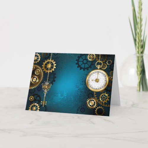Steampunk turquoise Background with Gears Program