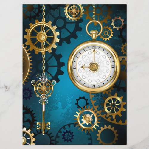 Steampunk turquoise Background with Gears Program