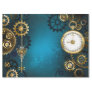 Steampunk turquoise Background with Gears Tissue Paper