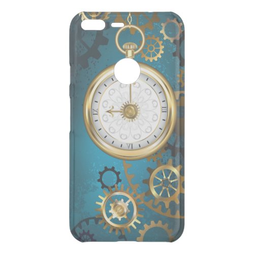 Steampunk turquoise Background with Gears Uncommon Google Pixel XL Case