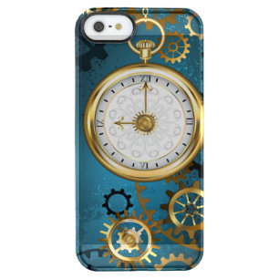 Steampunk turquoise Background with Gears Clear iPhone SE/5/5s Case
