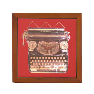 Steampunk Typewriter Pencil Holder Red