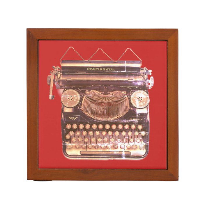 Steampunk Typewriter Pencil Holder Red