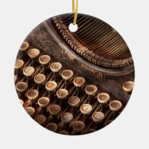 Steampunk - Typewriter - Too tuckered to type Ceramic Ornament