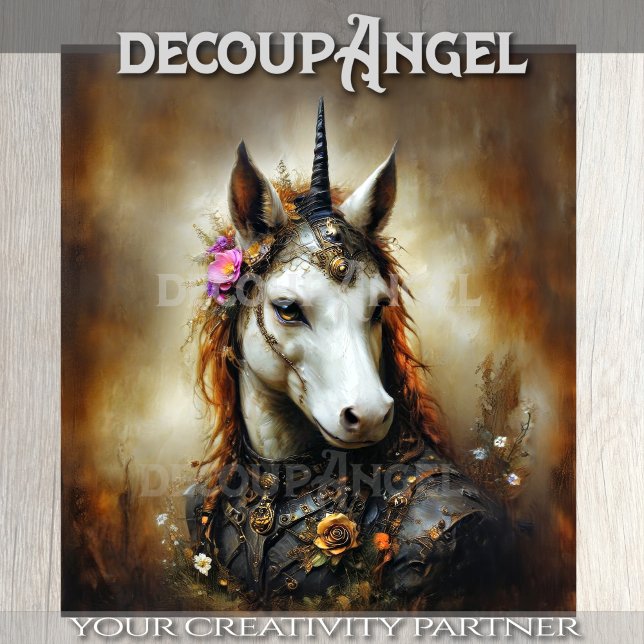 Steampunk Unicorn & Floral Fantasy Decoupage  Tissue Paper (Creator Uploaded)