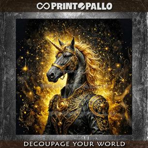 Steampunk Unicorn horse in gold Tissue Paper
