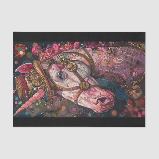 Steampunk Unicorn Tissue Paper (Front)