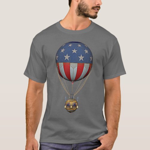 Steampunk US Stars and Stripes Hot Air Balloon T_Shirt