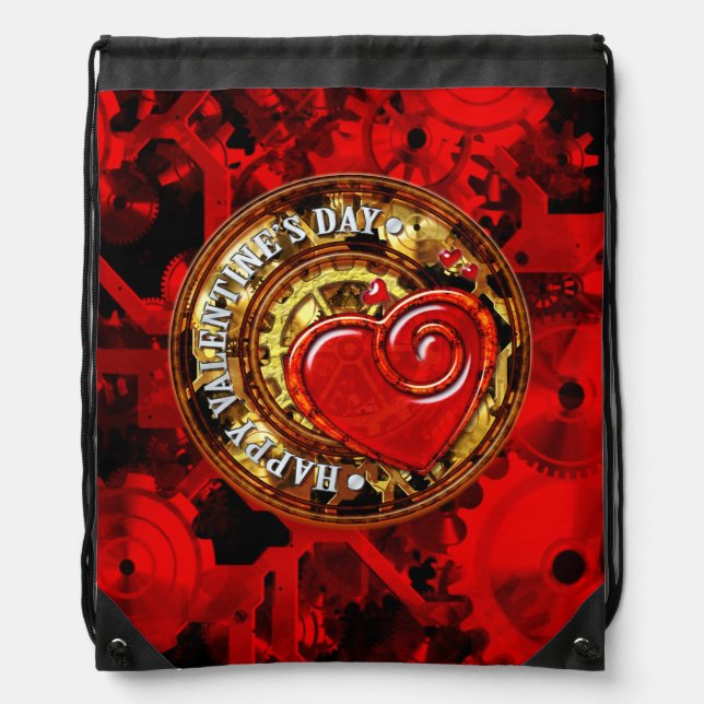 Steampunk Valentine's Day 1A1 Options Drawstring Bag (Front)