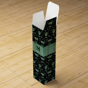 Steampunk Verdigris Bronze Airships Monogram Wine Box