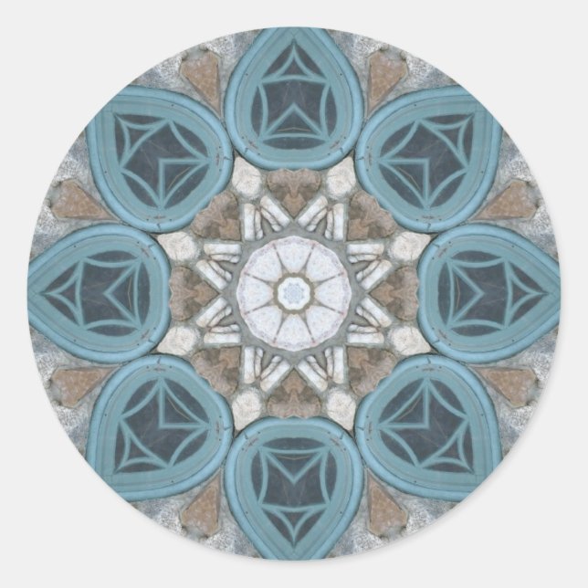 Steampunk Verdigris Window Mandala Classic Round Sticker (Front)