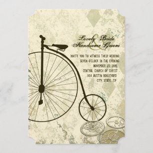 Steampunk Victorian Bicycle Wedding Invitation