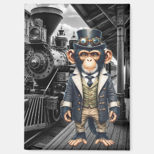 Steampunk Victorian Chimpanzee World Traveler Magnet