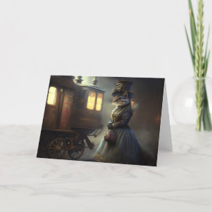 Steampunk Victorian Chipmunk Letterpress Thank You Card