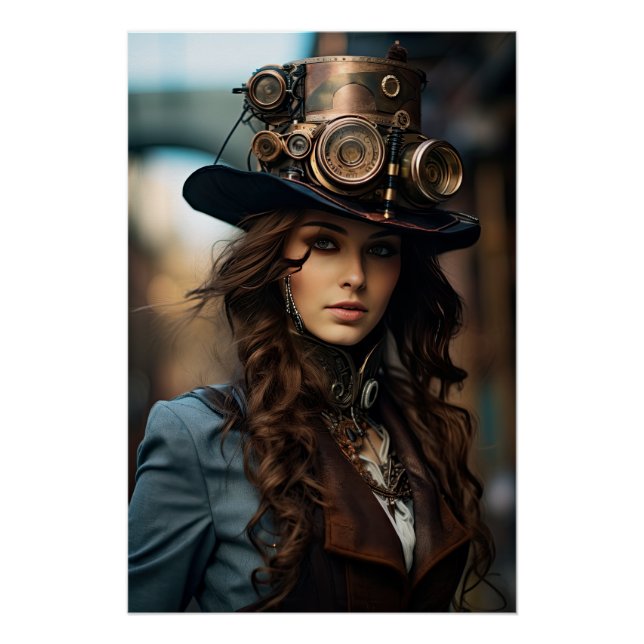 Steampunk Victorian Cosplay Top Hat Gears Poster (Front)