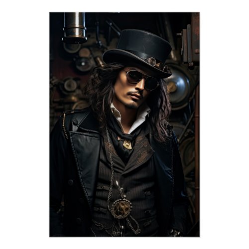 Steampunk Victorian Cosplay Top Hat Gears Poster