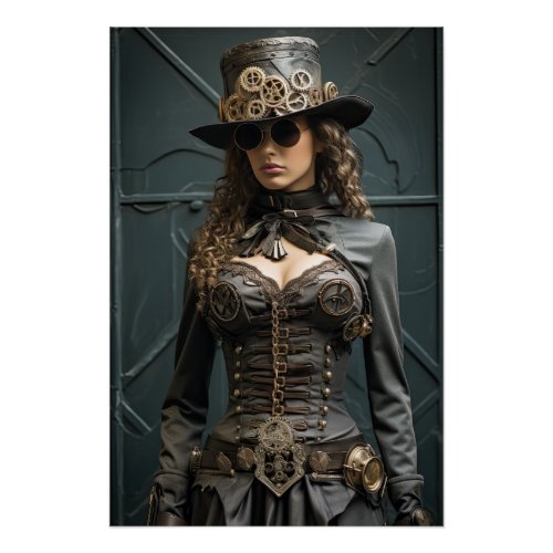 Steampunk Victorian Cosplay Top Hat Gears Poster