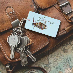 Steampunk Victorian Dapper Owl Top Hat Vintage  Keychain