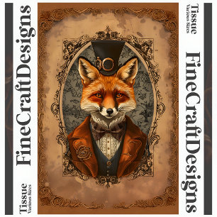 Steampunk Victorian Elegant Fox A4L Decoupage Tissue Paper